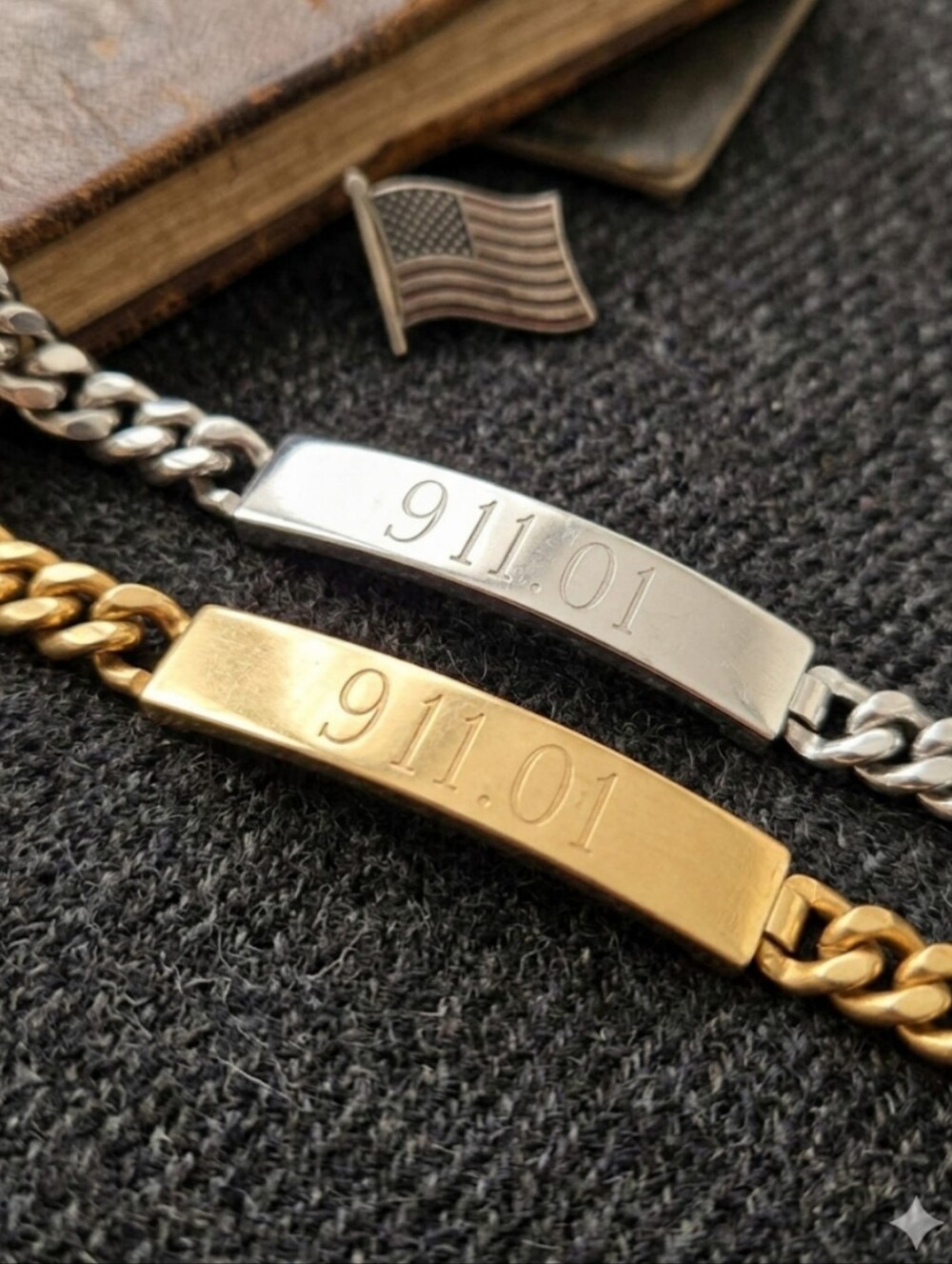 Vintage Speidel USA 9/11 Memorial ID Bracelet Set,  Unisex.